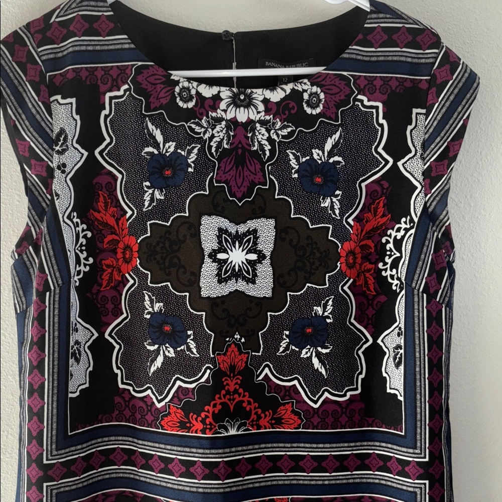 Banana Republic Black and Purple Floral Geometric dress